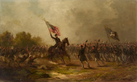 Xanthus Smith O/C Civil War Painting, Battle of 2nd Manassas AKA Bull Run, 1864