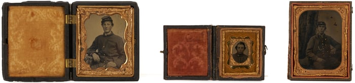3 Civil War Soldier Tintypes, incl. Gem Sized CSA