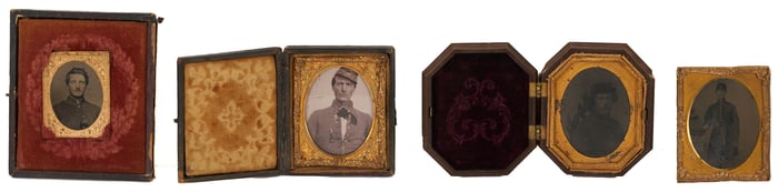4 Civil War Era Tintypes of Soldiers, including Confederate