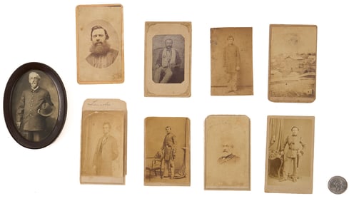 9 19th Cent. Photos, incl. Brady Lincoln CDV, Akron OH