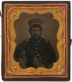19th C. Tintype of Officer with Wheel Cap, TN History