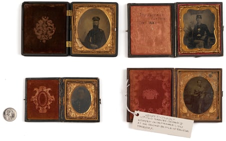 4 Civil War Soldier Tintypes, Likely Union
