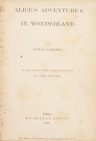 Lewis Carroll: Alice's Adventures in Wonderland, 1866 London MacMillan