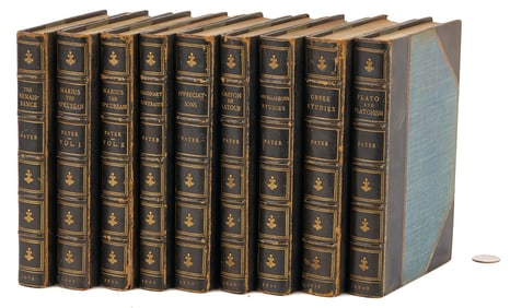 9 Walter Pater Books, 1st Editions, Bound by Riviere & Son