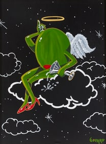 Large Michael Godard Mixed Media on Canvas, Heavenly Olive from Gold Series