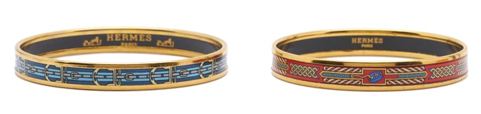 2 Hermes Enameled Bangle Bracelets