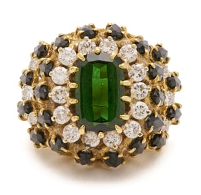 18K Gold, Tourmaline, & Diamond Cocktail Ring