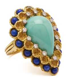 18K Gold, Gemstone, & Diamond Cocktail Ring
