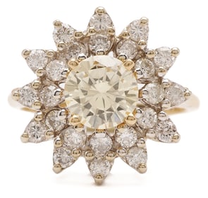 14K Yellow Gold 1.5 Carat Diamond Cocktail Ring