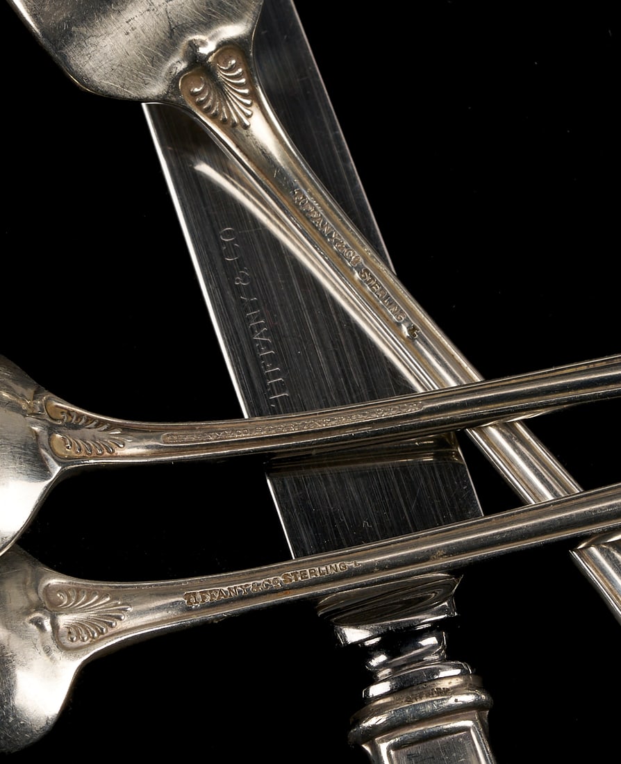 32 pcs Tiffany Sterling Flatware, Palm Pattern - 8