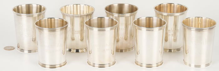 Assembled Set of 8 Sterling Juleps, Monogrammed