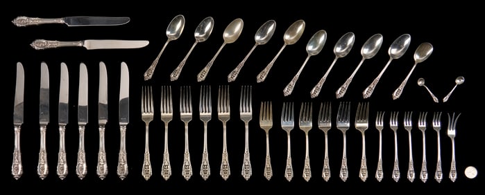 38 pcs Wallace Rosepoint Sterling Silver Flatware