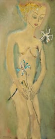 Sterling Strauser O/B Nude, Lady with Two Iris