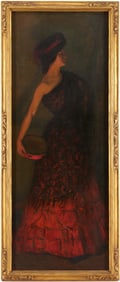 Louis Kronberg O/C Painting, Spanish Flamenco Dancer