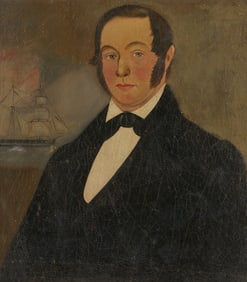 American 19th c. Folk Art Portrait of a Gentleman