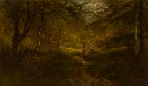 James Crawford Thom O/C Woodland Landscape Painting