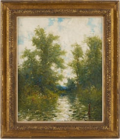Milne Ramsey O/C Landscape Painting, Exhibited