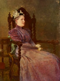 Carl Gutherz O/C Portrait of Kate Scruggs Gutherz, 1898