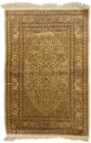 Signed Turkish Silk on Silk Hereke Rug