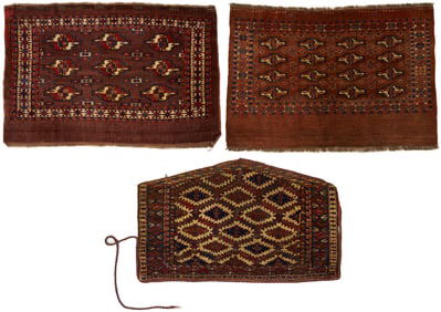 3 Antique Turkman Weavings, 2 Yomud Chuval & 1 Yomud Asmalyk
