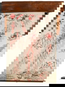 5 Anatomy or Science Charts in Oak Case