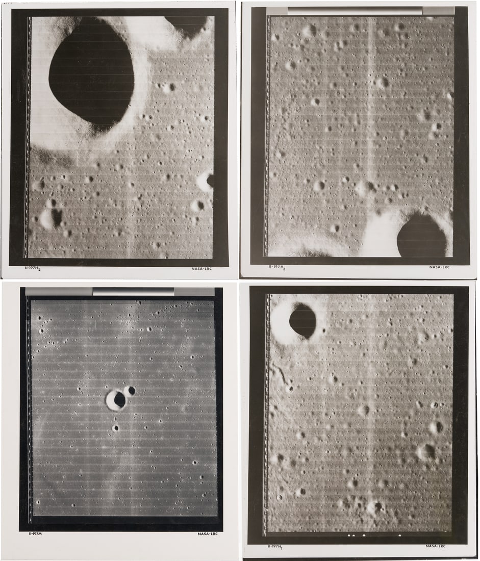 Four NASA Moon Survey Photos; Maestlin G Crater, 1966; Set 197 (1 of 18)