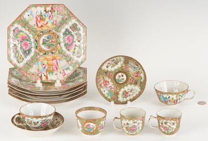 13 Chinese Rose Medallion Porcelain Pieces