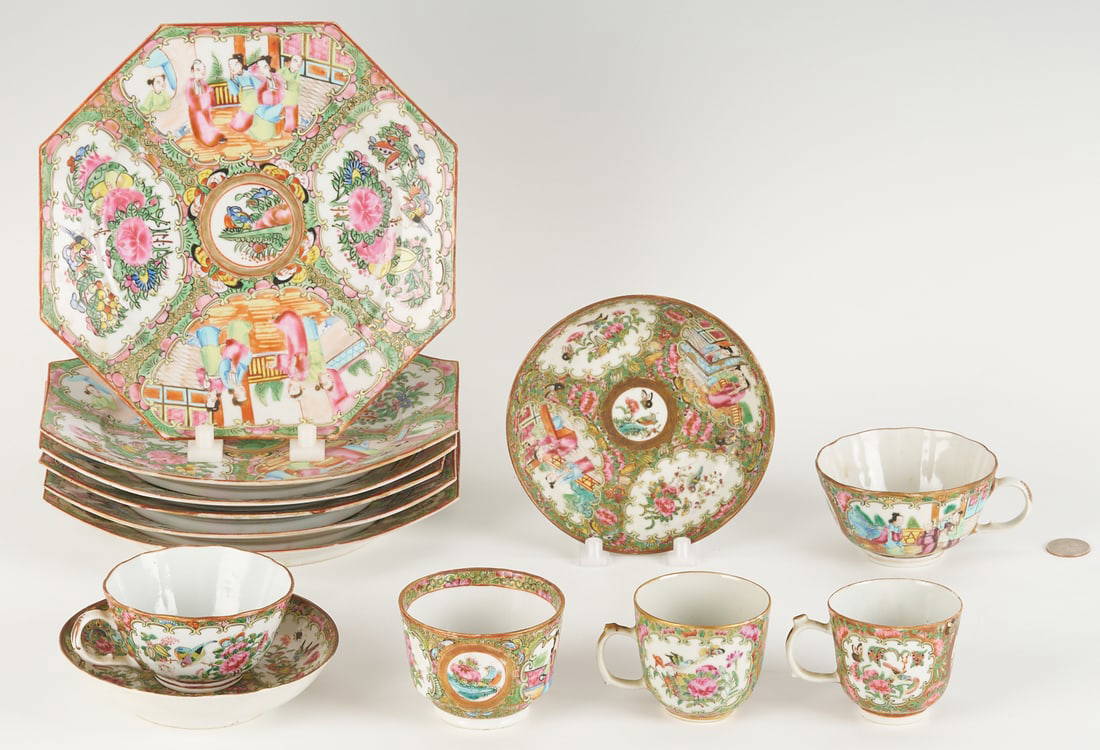 13 Chinese Rose Medallion Porcelain Pieces