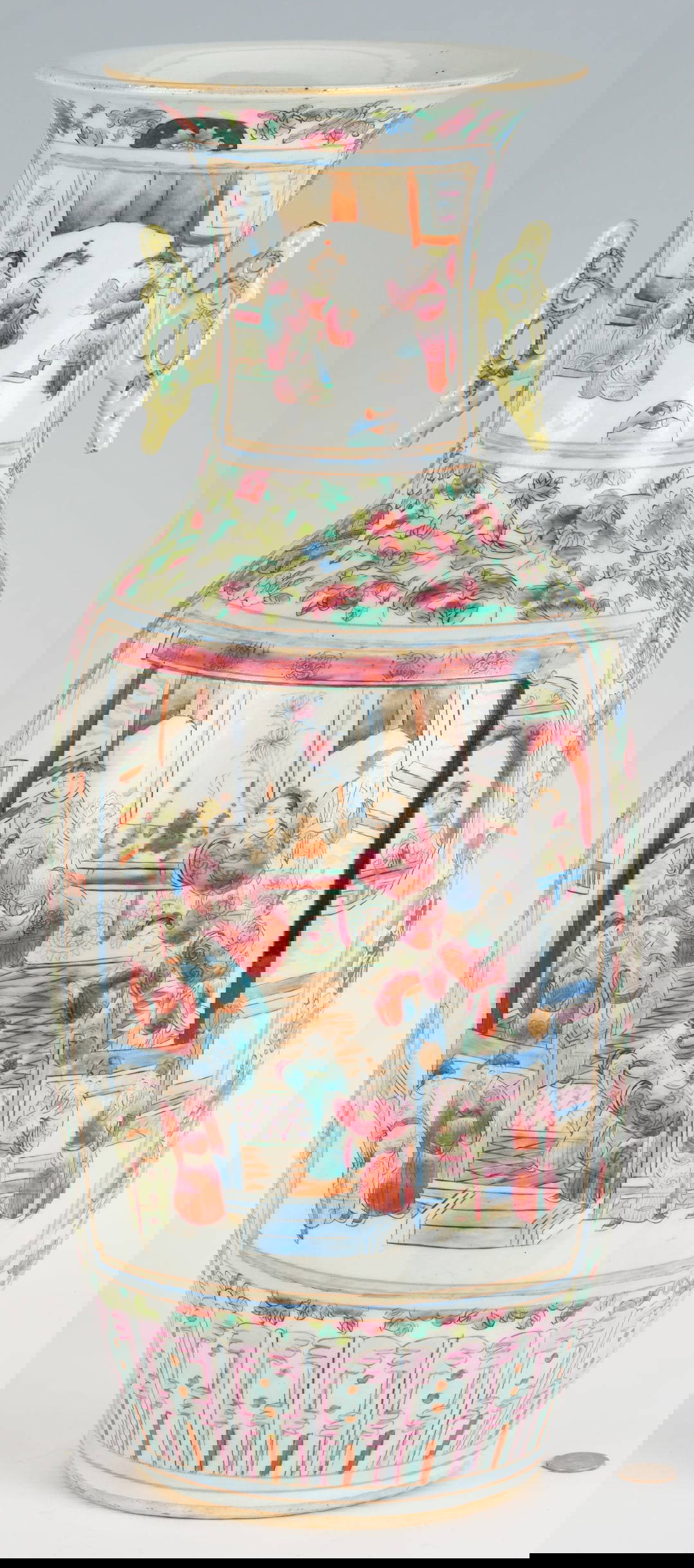 Tall Chinese Famille Rose Porcelain Vase