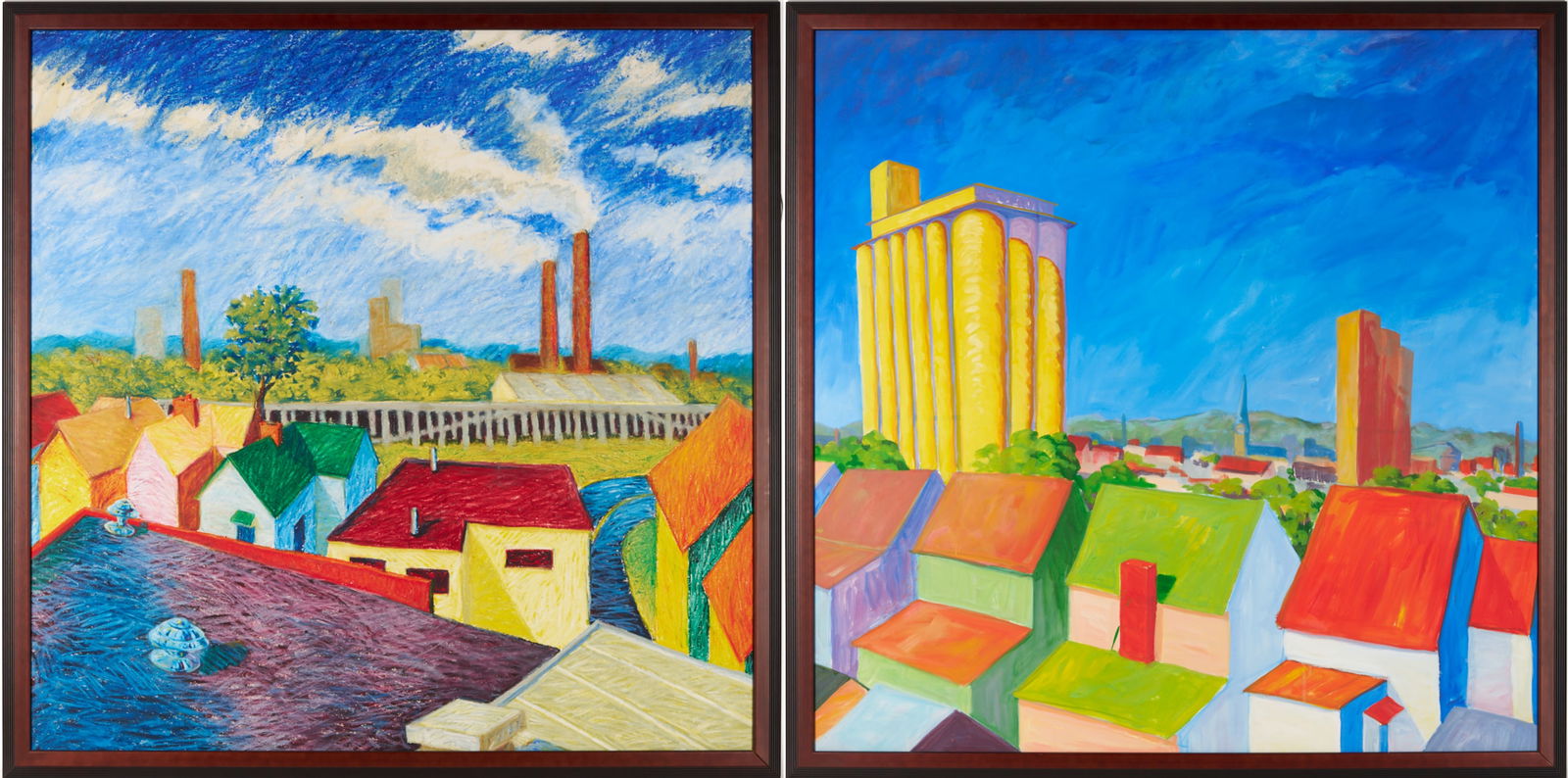 2 Large Robert Stagg Louisville, KY O/B Cityscape Paintings (1 of 18)