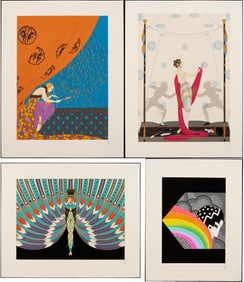 4 Signed Erte Serigraphs Incl. Fall, The Duel, The Nile, & Tempest