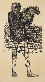 Monumental Leonard Baskin Woodcut, Man of Peace