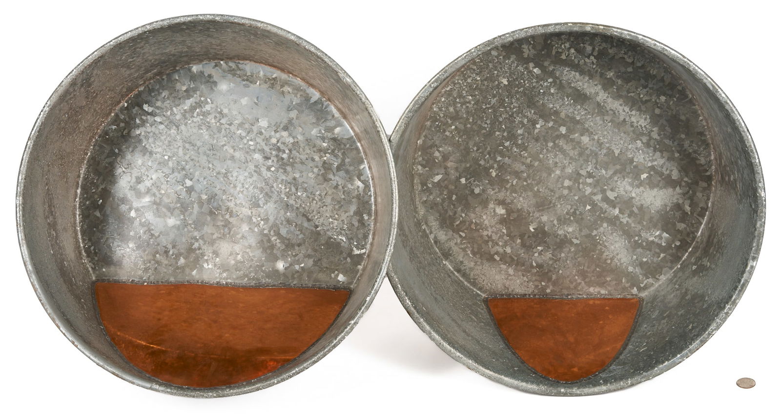 Richard Wentworth Sculpture, Trophy For a 3-Legged Race: Richard Wentworth (British, b. 1947) contemporary galvanized steel and copper sculpture titled "Trophy For a 3-Legged Race," 1988. 21 x 16 x 35 in. Note: Lot includes 1987 Wentwort