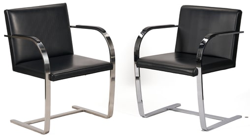 Pair of Knoll Mid-Century Brno Flat Bar Chairs