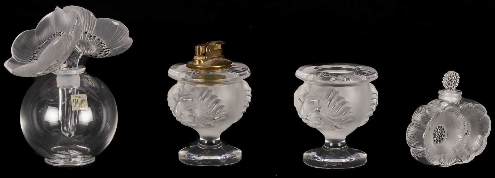 12 Lalique Glass Items, incl. Pin Trays, Perfume Bottles - 12