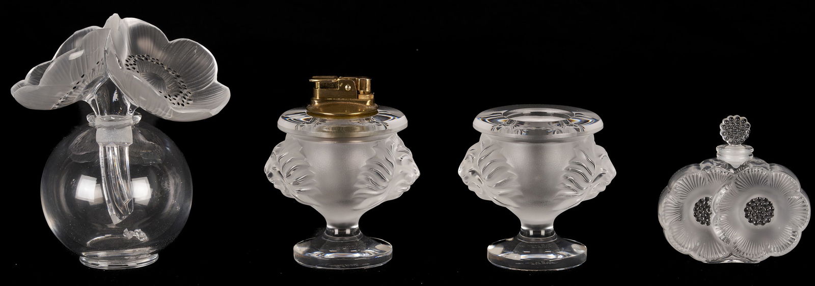 12 Lalique Glass Items, incl. Pin Trays, Perfume Bottles - 4