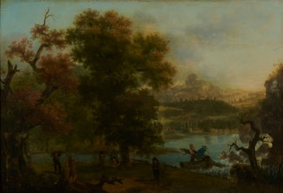 Continental School Oil on Panel Landscape Painting