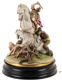 Large Capodimonte Ceramic Battle Sculpture