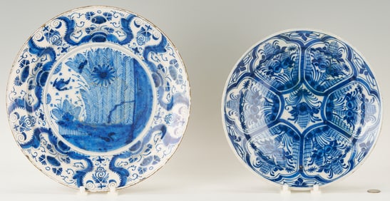 2 Delft Blue and White Kraak Style Chargers