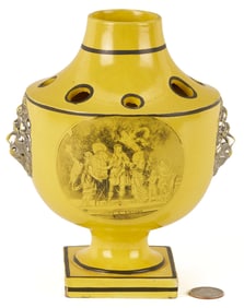 French Yellow Ground Porcelain Bulb Pot