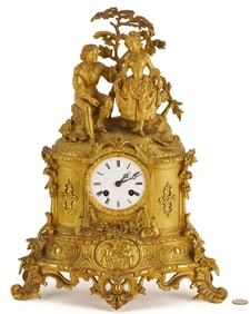 French Figural Gilt Mantel Clock