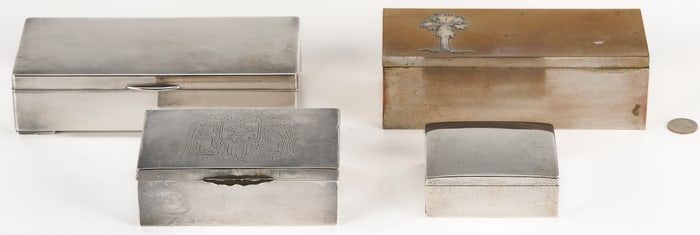 4 Silver Jewelry Boxes incl. Japanese and Heintz Art Metal