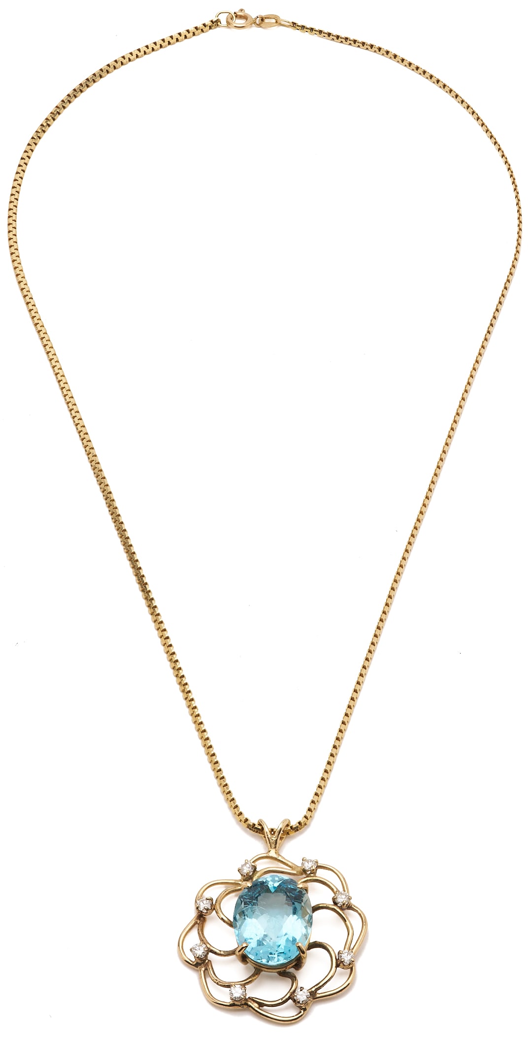 Aquamarine & Diamond Gold Pendant (1 of 7)