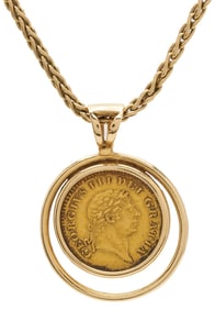 14K Gold Necklace & Coin Pendant