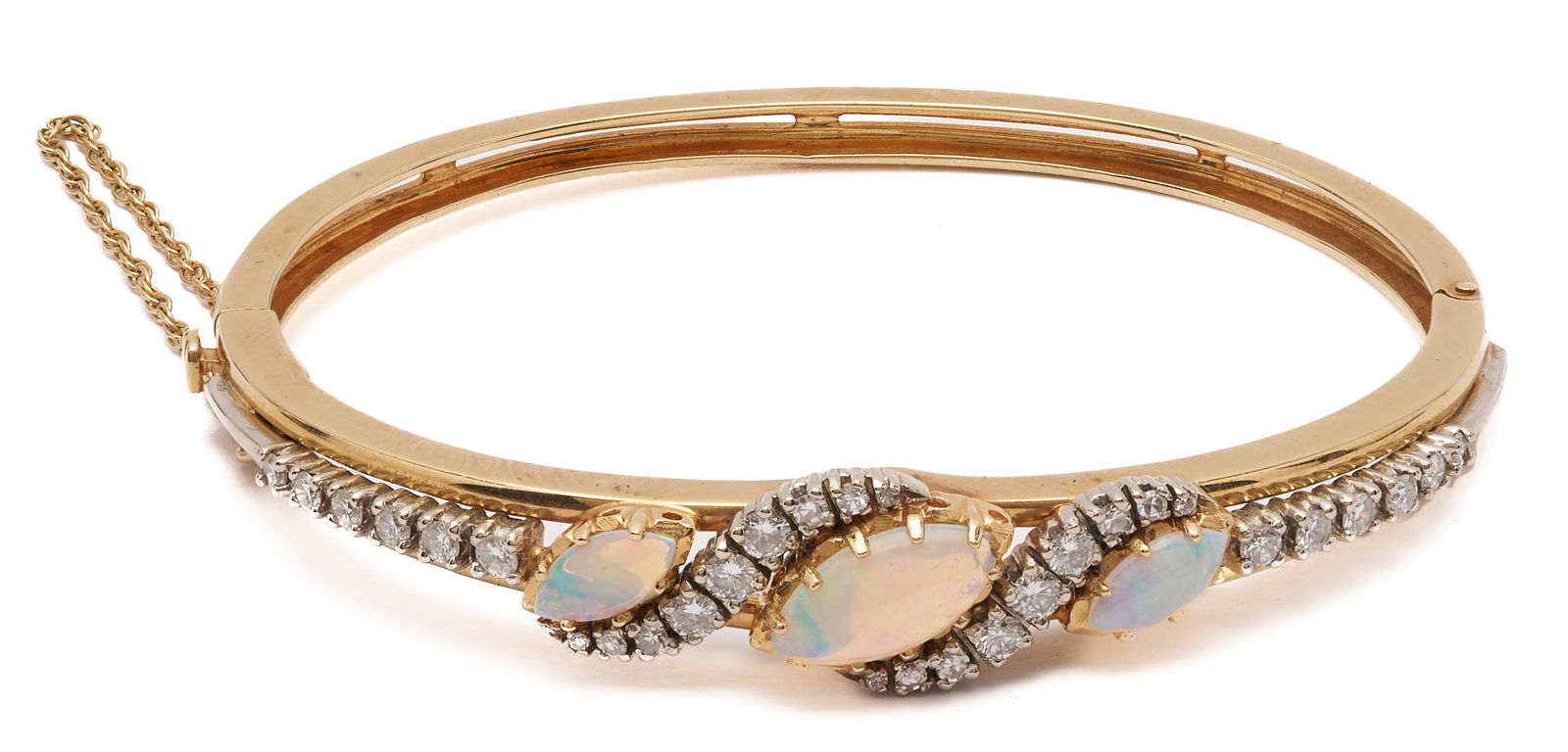 14K Gold, Casbah Opal, and Diamond Bracelet (1 of 6)