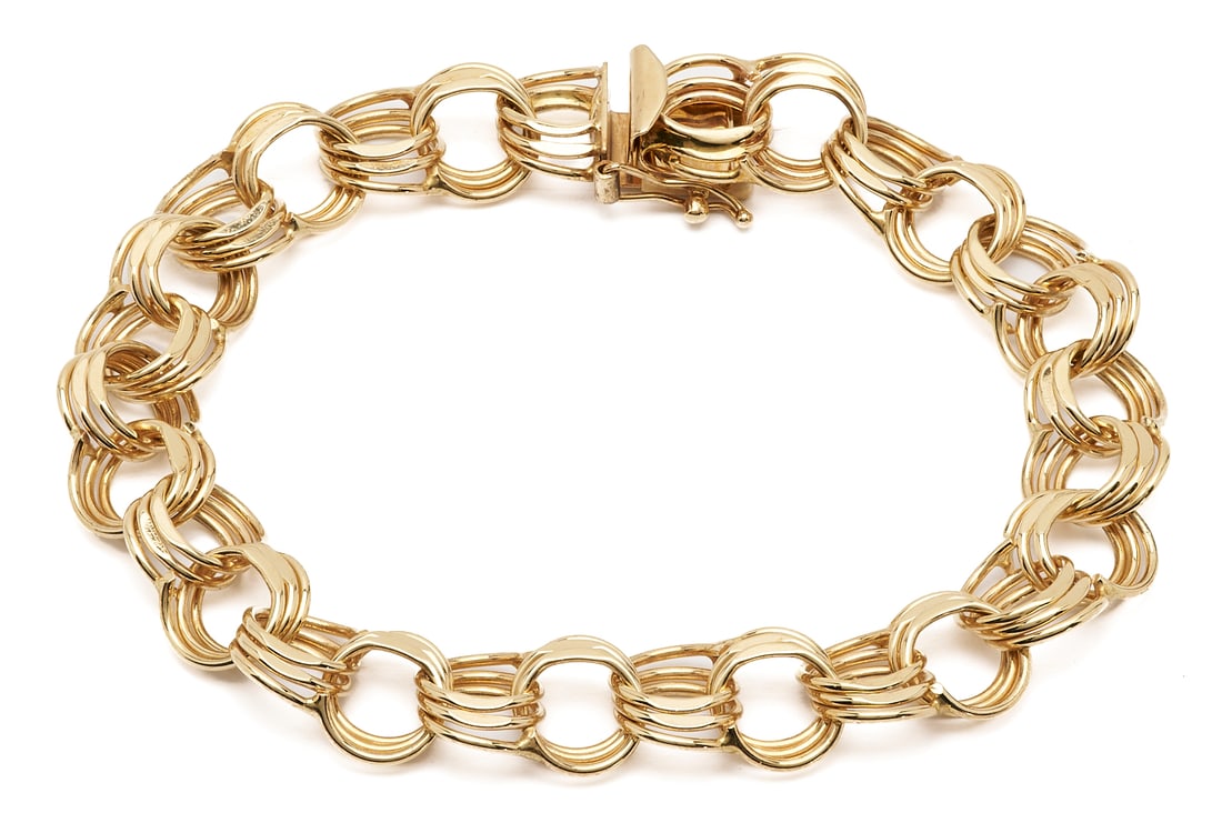 14K Gold Double Link Charm Bracelet (1 of 7)