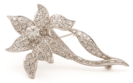 Platinum Diamond Flower Brooch