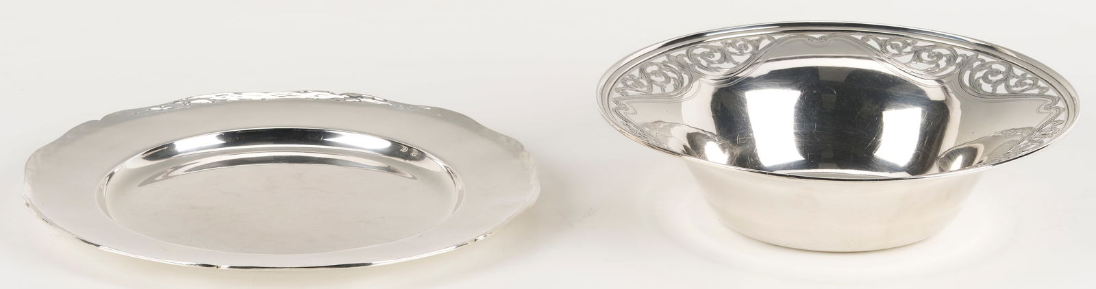 1 Peruvian Silver Plate plus 1 Sterling 9" Bowl with Pierced Rim (1 of 5)