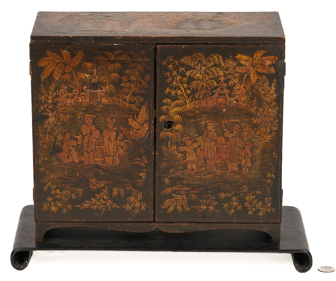 Chinese Lacquer Miniature Cabinet & Stand (1 of 8)
