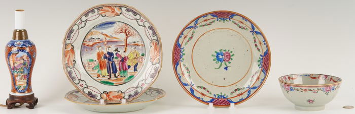 5 Chinese Export Famille Rose Porcelain Items